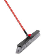 24 in. High Power Rough Sweep Push Broom Set Clamp-Style with Steel Handle
