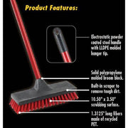 10.5 in. High Power Floor and Deck Scrub Brush with Steel Handle