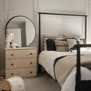 24 in. W x 24 in. H Black Vanity Round Wall Mirror Aluminum Alloy Frame Bathroom Mirror