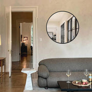 24 in. W x 24 in. H Black Vanity Round Wall Mirror Aluminum Alloy Frame Bathroom Mirror