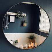 24 in. W x 24 in. H Black Vanity Round Wall Mirror Aluminum Alloy Frame Bathroom Mirror