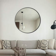 24 in. W x 24 in. H Black Vanity Round Wall Mirror Aluminum Alloy Frame Bathroom Mirror