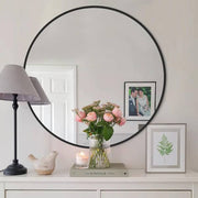 24 in. W x 24 in. H Black Vanity Round Wall Mirror Aluminum Alloy Frame Bathroom Mirror