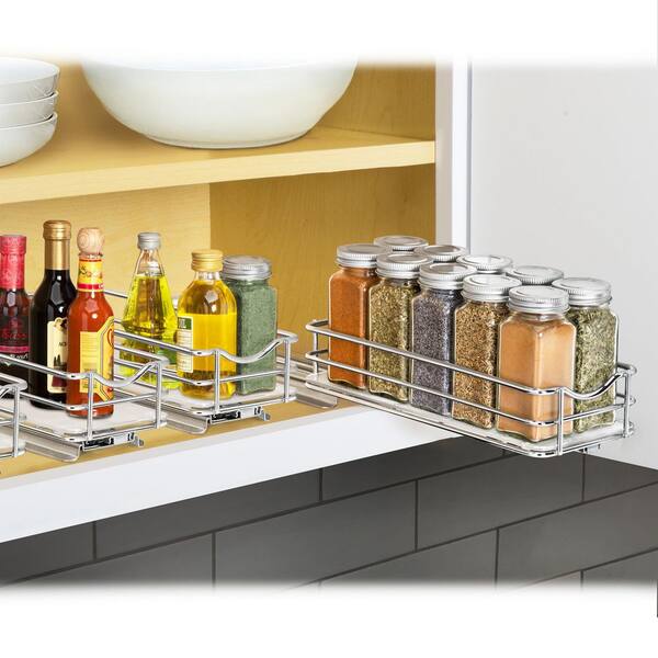 4-1/4 in. Wide Silver Chrome Slide Out Spice Rack - Thumbnail 3