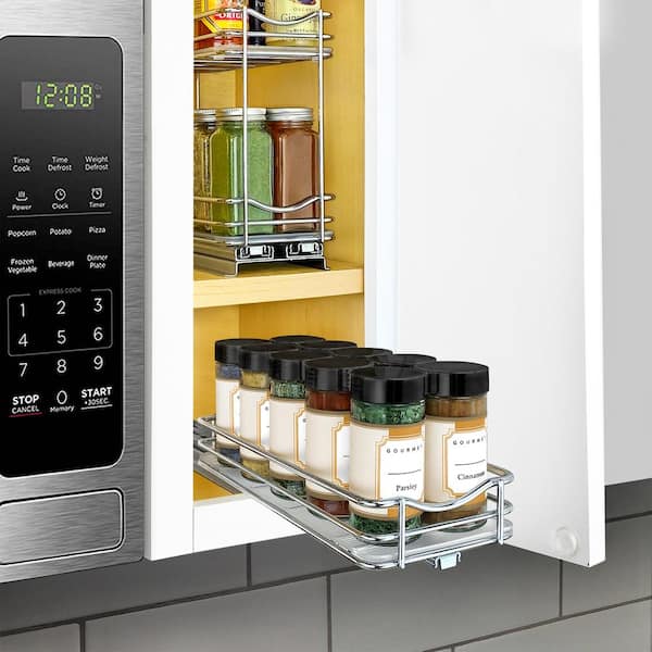 4-1/4 in. Wide Silver Chrome Slide Out Spice Rack