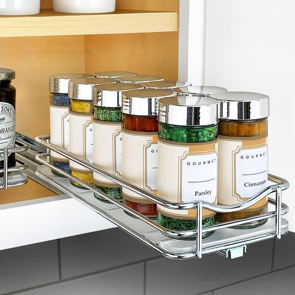 4-1/4 in. Wide Silver Chrome Slide Out Spice Rack - Thumbnail 2