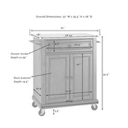 Rolling Mahogany Kitchen Cart with Black Granite Top