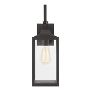 Havenridge 19 in. 1-Light Matte Black Hardwired Outdoor Wall Light Lantern Sconce with Clear Glass (1-Pack)