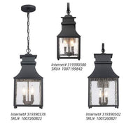 Rainbrook 18 in. 2-Light Matte Black Outdoor Wall Light Fixture Sconce with Seeded Glass