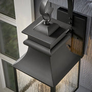 Rainbrook 18 in. 2-Light Matte Black Outdoor Wall Light Fixture Sconce with Seeded Glass
