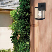 Martin 10 in. Black Outdoor Hardwired Wall Lantern Sconce with Clear Glass Shade and No Bulbs Included (2-Pack）