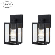 Martin 10 in. Black Outdoor Hardwired Wall Lantern Sconce with Clear Glass Shade and No Bulbs Included (2-Pack）