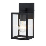 Martin 10 in. Black Outdoor Hardwired Wall Lantern Sconce with Clear Glass Shade and No Bulbs Included (2-Pack）