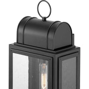 Landstone 1-Light 17 in. Matte Black Outdoor Wall Lantern with Clear Glass