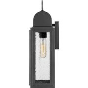 Landstone 1-Light 17 in. Matte Black Outdoor Wall Lantern with Clear Glass