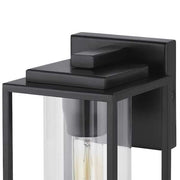 Macstreet 9 In. 1-Light Matte Black Modern Outdoor Wall Lantern with Clear Glass