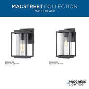 Macstreet 9 In. 1-Light Matte Black Modern Outdoor Wall Lantern with Clear Glass