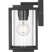 Macstreet 9 In. 1-Light Matte Black Modern Outdoor Wall Lantern with Clear Glass