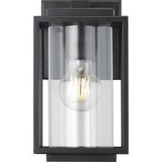 Macstreet 9 In. 1-Light Matte Black Modern Outdoor Wall Lantern with Clear Glass