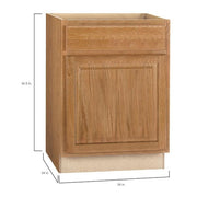 Hampton 24 in. W x 24 in. D x 34.5 in. H Assembled Base Kitchen Cabinet in Medium Oak with Drawer Glides
