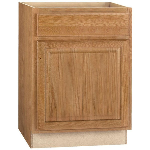 Hampton 24 in. W x 24 in. D x 34.5 in. H Assembled Base Kitchen Cabinet in Medium Oak with Drawer Glides