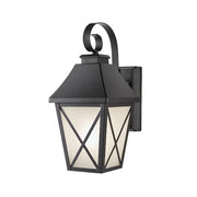 16.3 in. Midnight Black Outdoor Hardwired Integreated LED Flicker Flame Effect Color Selectable Wall Lantern Sconce