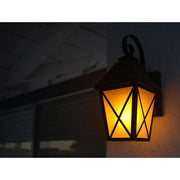 16.3 in. Midnight Black Outdoor Hardwired Integreated LED Flicker Flame Effect Color Selectable Wall Lantern Sconce