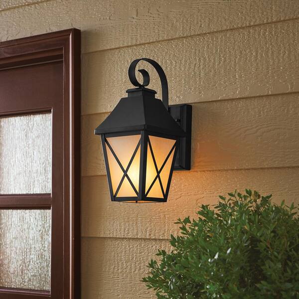 16.3 in. Outdoor Hardwired Integrated LED Flicker Flame Effect Color Selectable Wall Lantern Sconce - Thumbnail 5