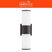 Hartford 14.25 in. Millennium Black Hardwired LED Smart Outdoor Cylinder Wall Light Powered by Hubspace