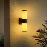 Hartford 14.25 in. Millennium Black Hardwired LED Smart Outdoor Cylinder Wall Light Powered by Hubspace