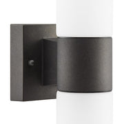 Hartford 14.25 in. Millennium Black Hardwired LED Smart Outdoor Cylinder Wall Light Powered by Hubspace