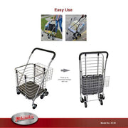 3-Wheel Steel Easy Climb Shopping Cart Design with Accessory Basket in Silver