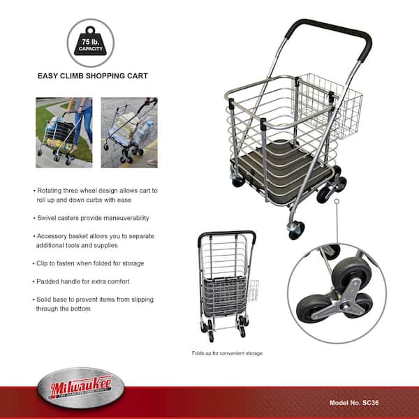 3-Wheel Steel Easy Climb Shopping Cart Design with Accessory Basket - Thumbnail 3