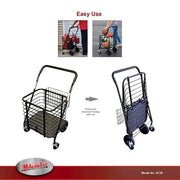 Heavy-Duty Steel Shopping Cart with Accessory Basket in Black