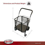 Heavy-Duty Steel Shopping Cart with Accessory Basket in Black