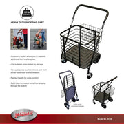 Heavy-Duty Steel Shopping Cart with Accessory Basket in Black