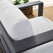 Tahoe Removable Cushions in Gray Powder-Coated Aluminum Outdoor Patio Lounge Chair with White Cushions