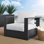 Tahoe Removable Cushions in Gray Powder-Coated Aluminum Outdoor Patio Lounge Chair with White Cushions