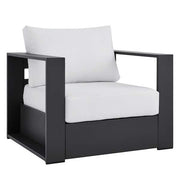 Tahoe Removable Cushions in Gray Powder-Coated Aluminum Outdoor Patio Lounge Chair with White Cushions