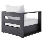 Tahoe Removable Cushions in Gray Powder-Coated Aluminum Outdoor Patio Lounge Chair with White Cushions