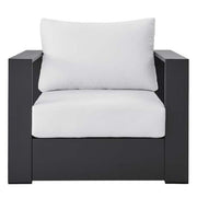 Tahoe Removable Cushions in Gray Powder-Coated Aluminum Outdoor Patio Lounge Chair with White Cushions