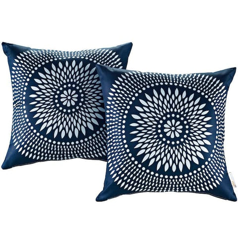 Patio Square Outdoor Throw Pillow Set in Cartouche (2-Piece)