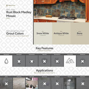 Rust Block Medley 11.75 in. x 11.75 in. Slate Wall and Floor Mosaic Tile (0.938 sq. ft./Each)
