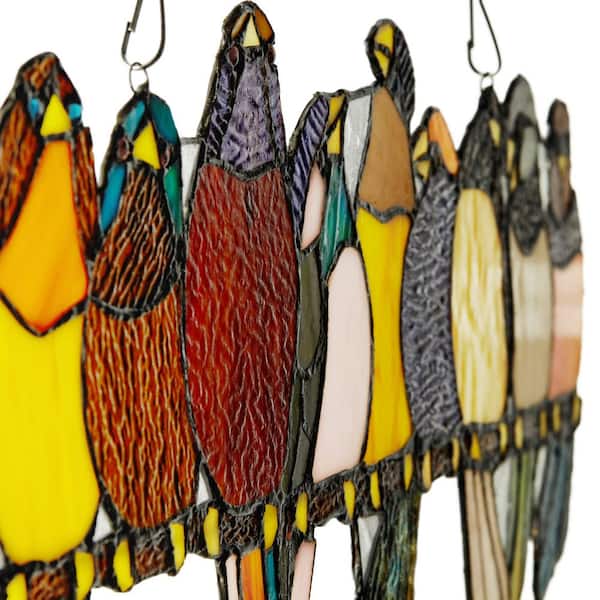 River of Goods Parrots on a Wire Stained Glass Window Panel - Thumbnail 5