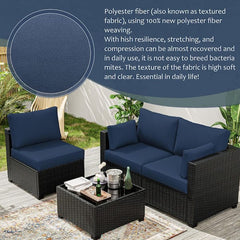 8-Piece 25.6 in. Outdoor Replacement Lounge Cushion Covers Navy Blue