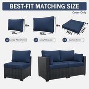 8-Piece 25.6 in. Outdoor Replacement Lounge Cushion Covers Navy Blue