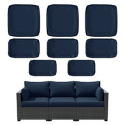 8-Piece 25.6 in. Outdoor Replacement Lounge Cushion Covers Navy Blue