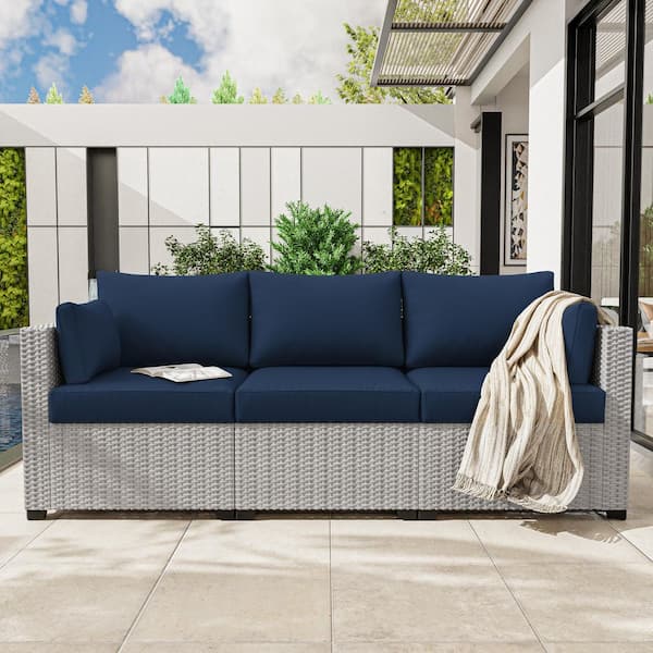 8-Piece 25.6 in. Outdoor Replacement Lounge Cushion Covers Navy Blue