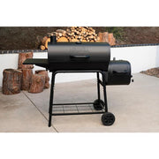29 in. Barrel Offset Charcoal Smoker and Grill in Black