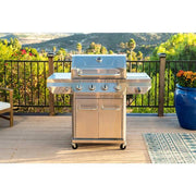 4 Burner Stainless Steel Propane Gas Grill with Side Burner